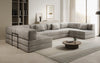 Luxuriöses U-förmiges Designer-Sofa aus Samt mit Schlaffunktion und Stauraum