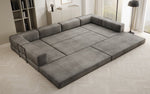 Lade das Bild in den Galerie-Viewer, Luxuriöses U-förmiges Designer-Sofa aus Samt mit Schlaffunktion und Stauraum

