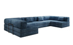 Lade das Bild in den Galerie-Viewer, Luxuriöses U-Sofa Lazy U aus Cord mit Schlaffunktion und Stauraum
