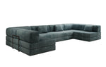 Lade das Bild in den Galerie-Viewer, Luxuriöses U-Sofa Lazy U aus Cord mit Schlaffunktion und Stauraum
