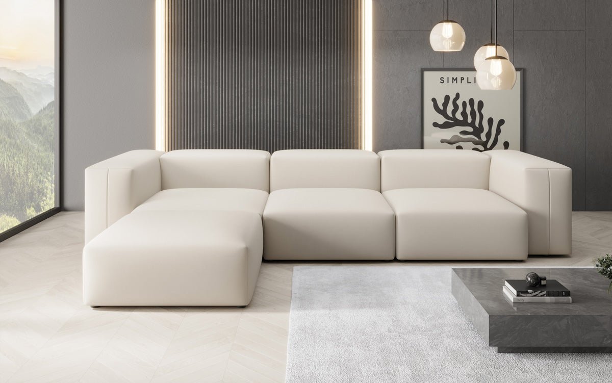 Gemütliches Designer L-Sofa Snug – Modernes Stoff Ecksofa für Ihr Wohnzimmer
