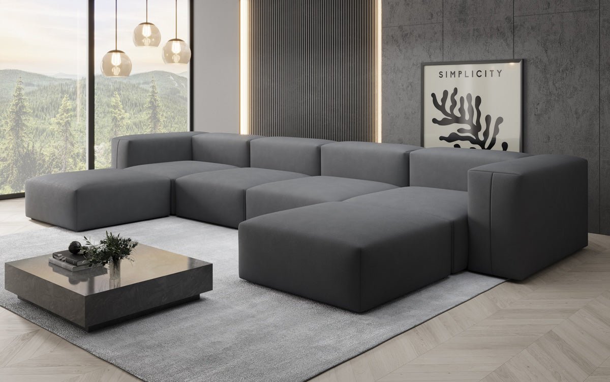 Luxuriöses U-Sofa Snug, Modernes Design, Bequemer Stoffbezug, Viele Farben