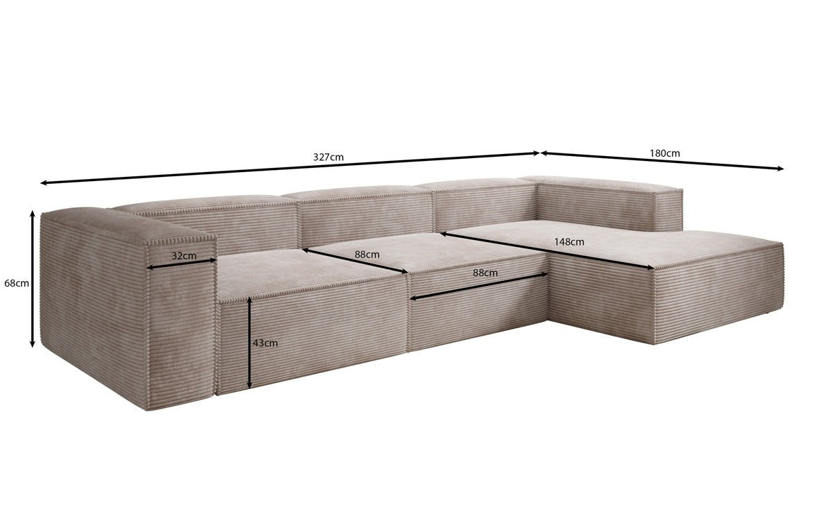 Gemütliches Lesley Cord-Ecksofa: Modernes L-Sofa für Stilvolles Wohnen
