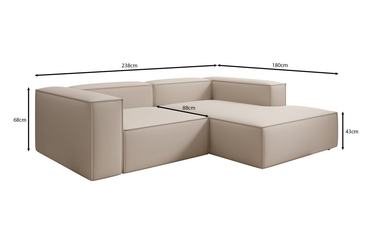Lesley L Mini Designer Ecksofa aus Stoff – Modern, Gemütlich, Vielseitig