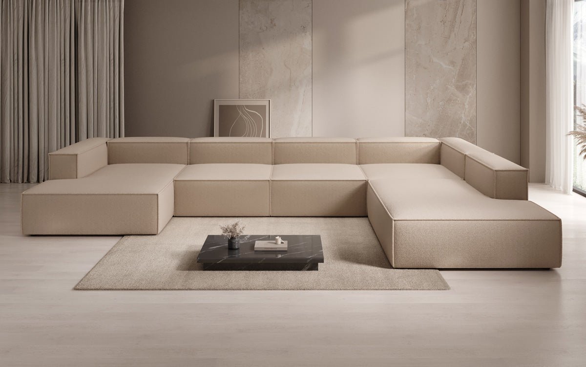 Luxuriöses XXL U-Form Designer Sofa Lesley Bouclé: Komfort & Stil für Ihr Wohnzimmer