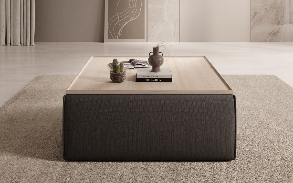 Lesley Multifunktionaler Stoff-Hocker mit Stauraum und Couchtisch-Funktion für Wohnzimmer