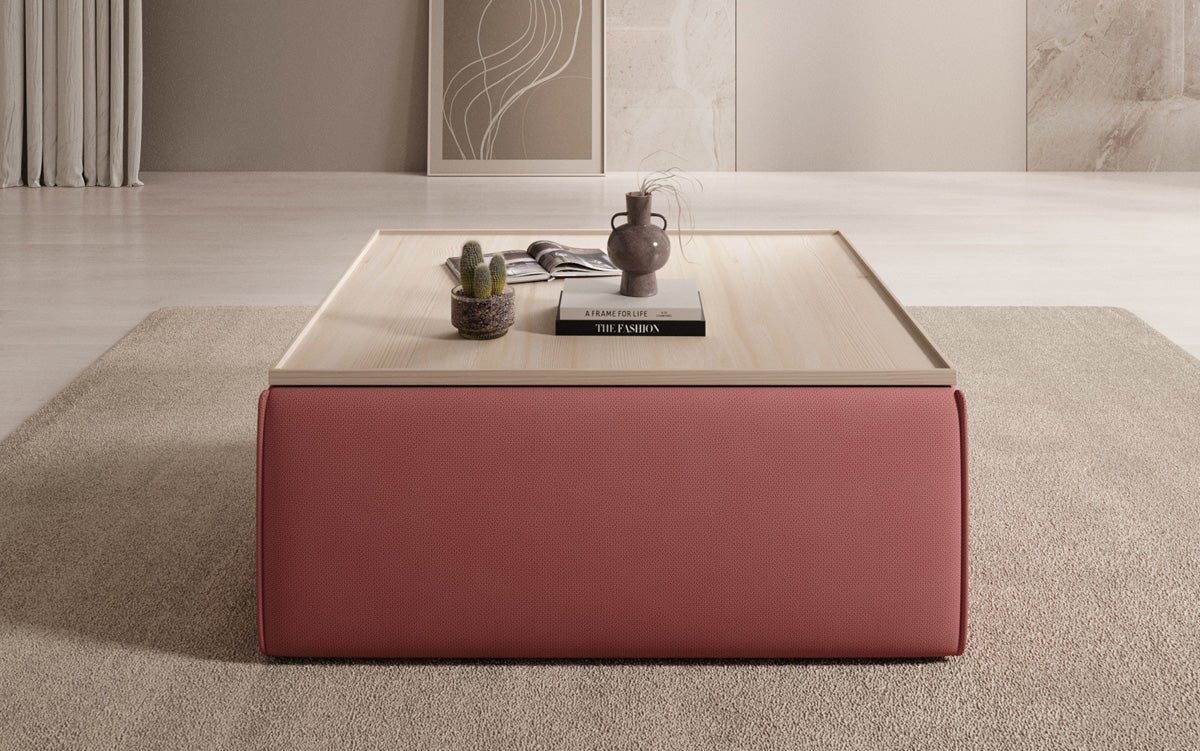 Lesley Multifunktionaler Beistellhocker Couchtisch aus Stoff mit Integriertem Stauraum