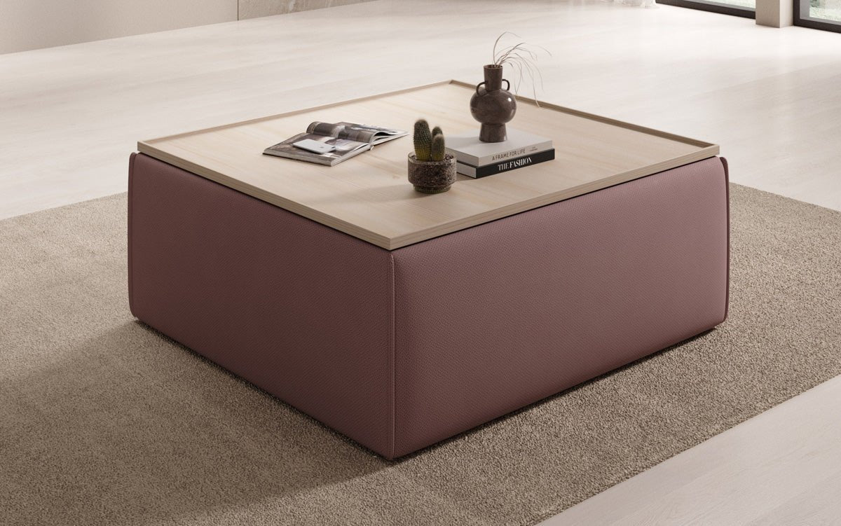Lesley Multifunktionaler Beistellhocker Couchtisch aus Stoff mit Integriertem Stauraum