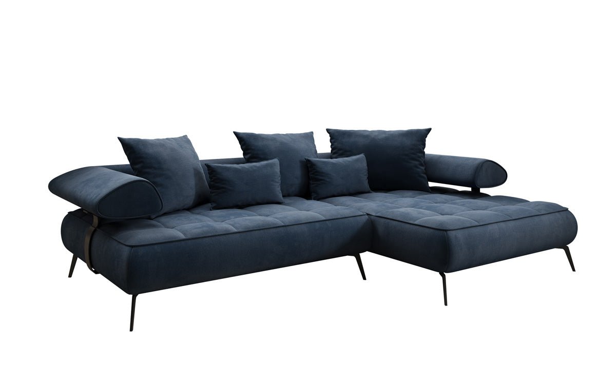 Luxuriöses Ecksofa Sydney L II: Samt, elektrisch verstellbar, stilvoll, bequem