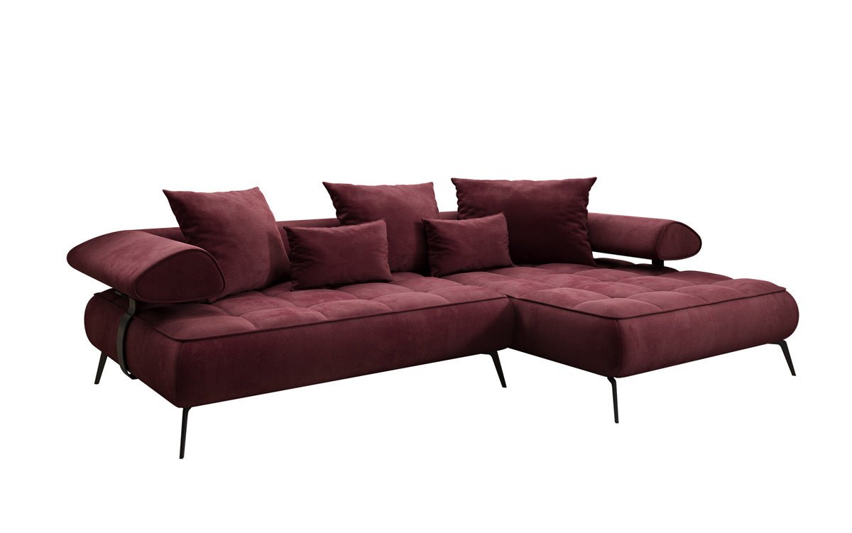 Luxuriöses Ecksofa Sydney L II: Samt, elektrisch verstellbar, stilvoll, bequem