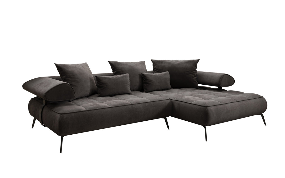 Luxuriöses Ecksofa Sydney L II: Samt, elektrisch verstellbar, stilvoll, bequem