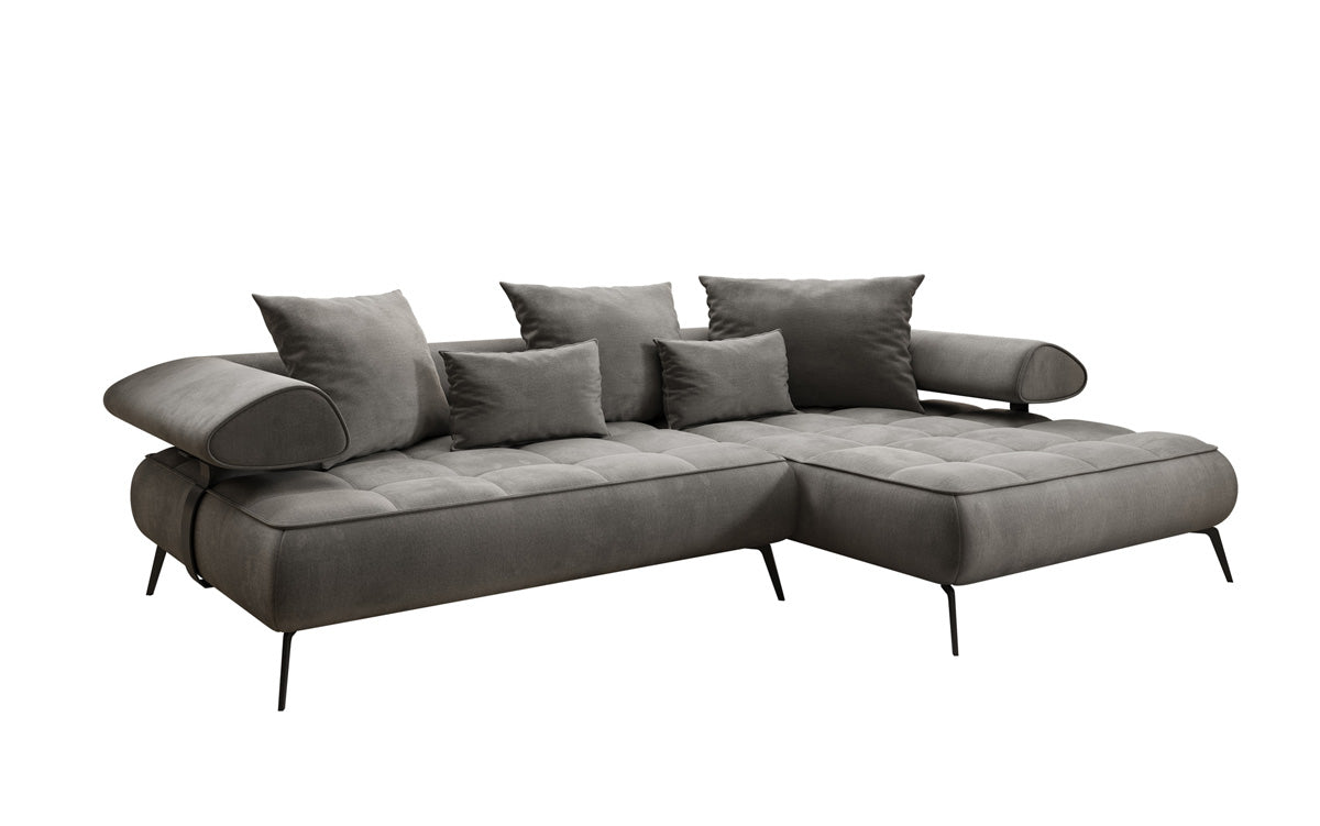 Luxuriöses Ecksofa Sydney L II: Samt, elektrisch verstellbar, stilvoll, bequem