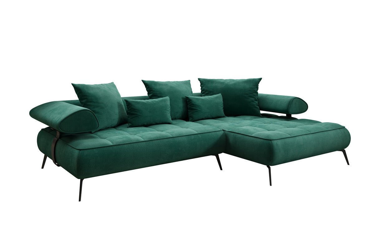 Luxuriöses Ecksofa Sydney L II: Samt, elektrisch verstellbar, stilvoll, bequem