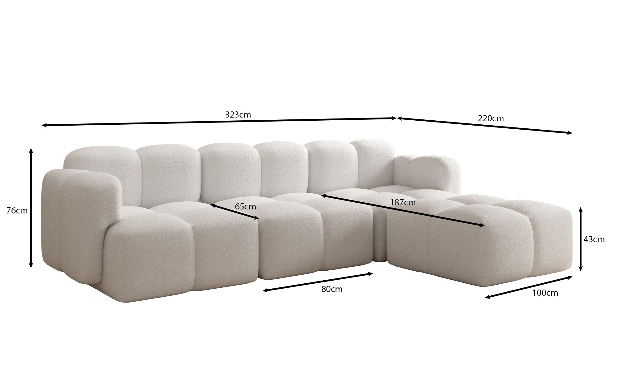 Luxuriöses Designer L-Sofa Celly: Stilvolles Bouclé Ecksofa für Ihr Traum-Wohnzimmer