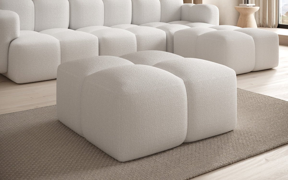 Luxuriöser Bouclé Beistellhocker Celly: Modern, Gemütlich, Vielseitig für Ihr Zuhause