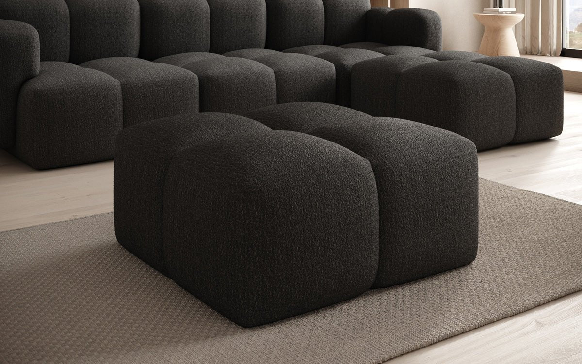 Vielseitiger Celly Bouclé Beistellhocker: Moderner Samt-Pouf für stilvolles Wohnen und Komfort