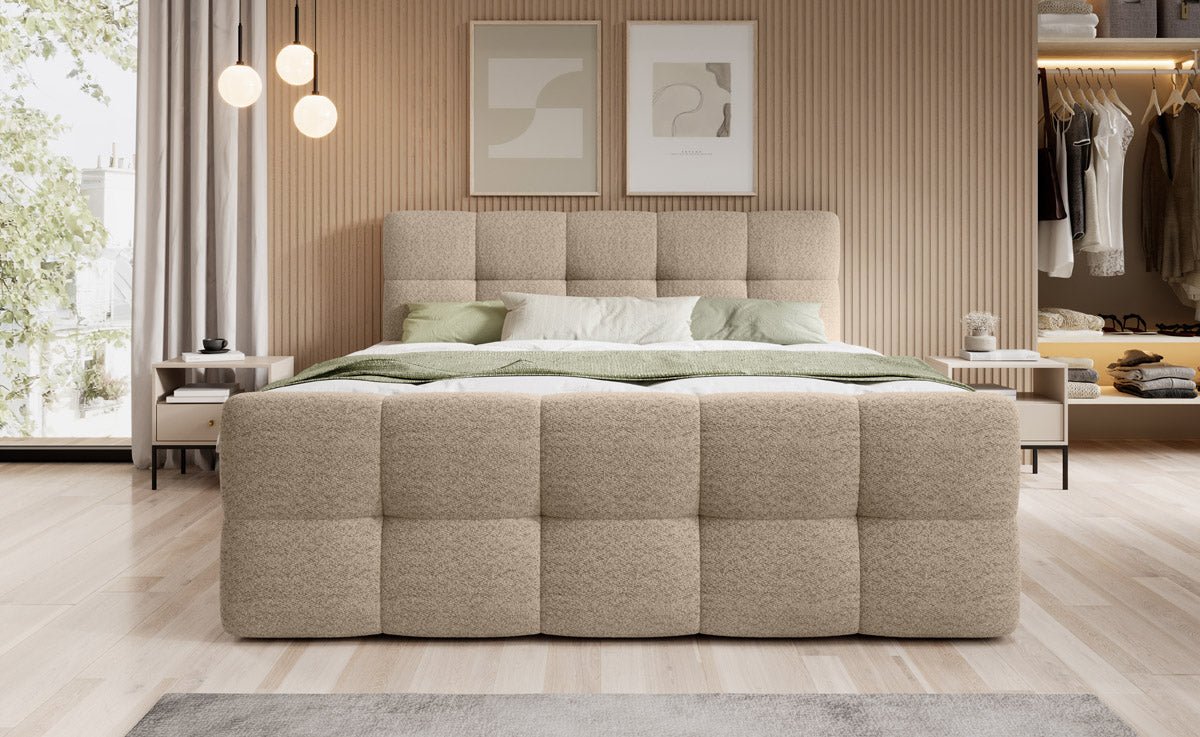 Luxuriöses Bouclé Boxspringbett Cozy: Eleganter Komfort mit Praktischem Stauraum