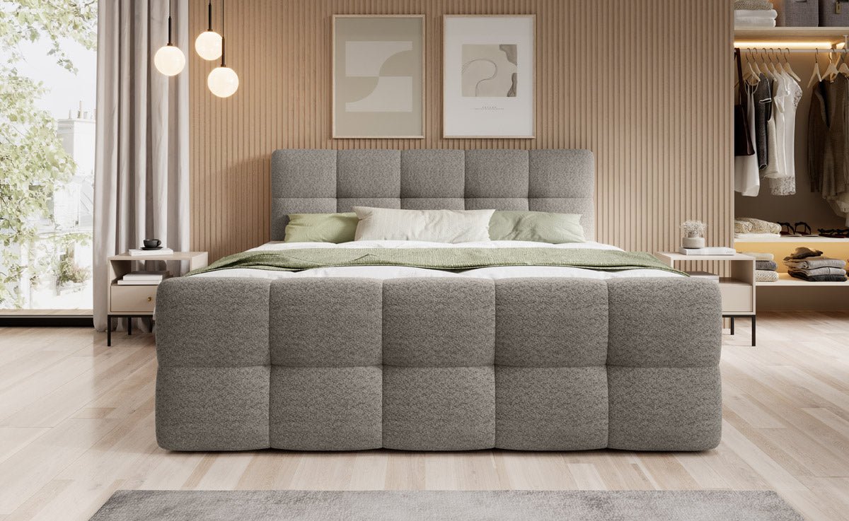 Luxuriöses Bouclé Boxspringbett Cozy: Eleganter Komfort mit Praktischem Stauraum