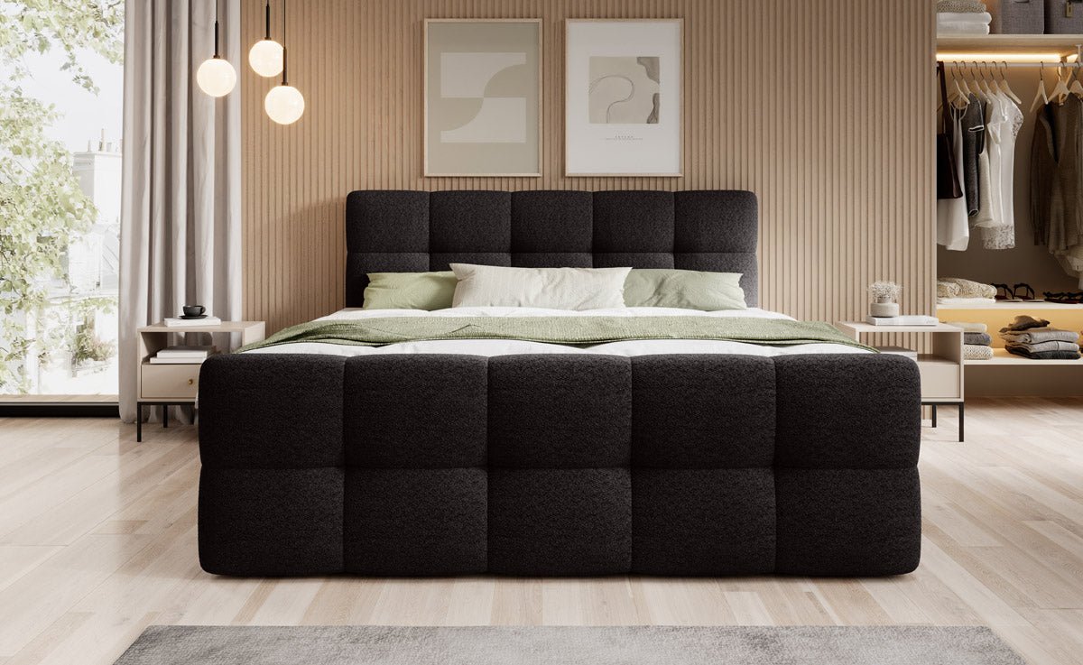 Luxuriöses Bouclé Boxspringbett Cozy: Eleganter Komfort mit Praktischem Stauraum