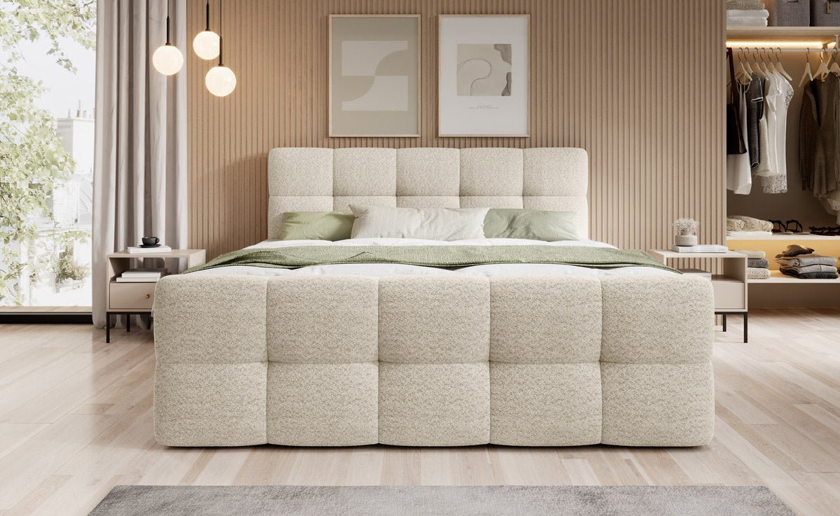 Luxuriöses Bouclé Boxspringbett Cozy: Eleganter Komfort mit Praktischem Stauraum