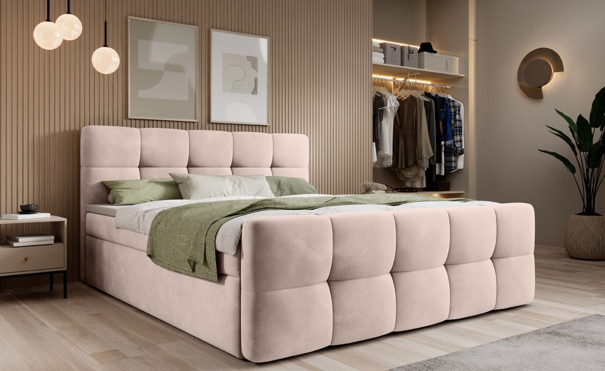 Boxspringbett Cozy Samt: Luxuriöser Komfort, Eleganz und Praktischer Stauraum