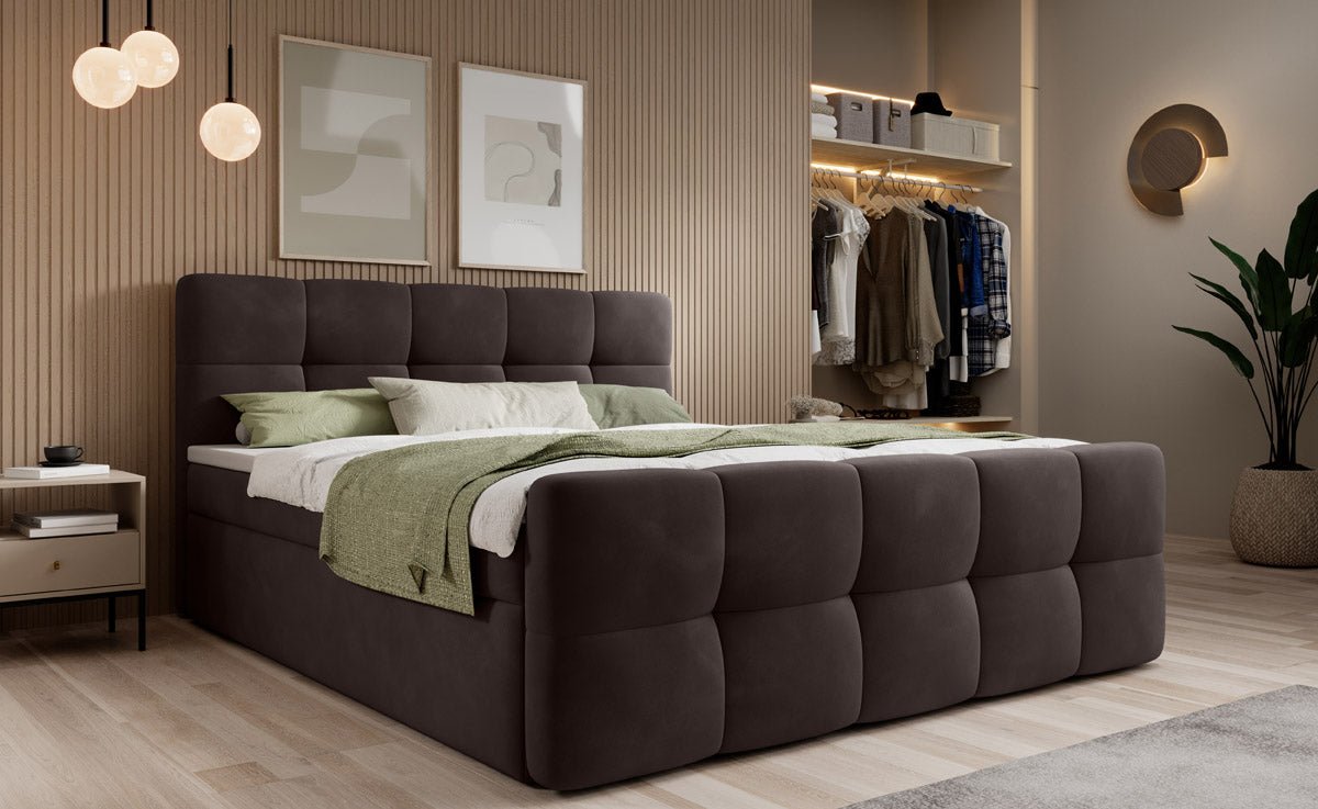 Boxspringbett Cozy Samt: Luxuriöser Komfort, Eleganz und Praktischer Stauraum