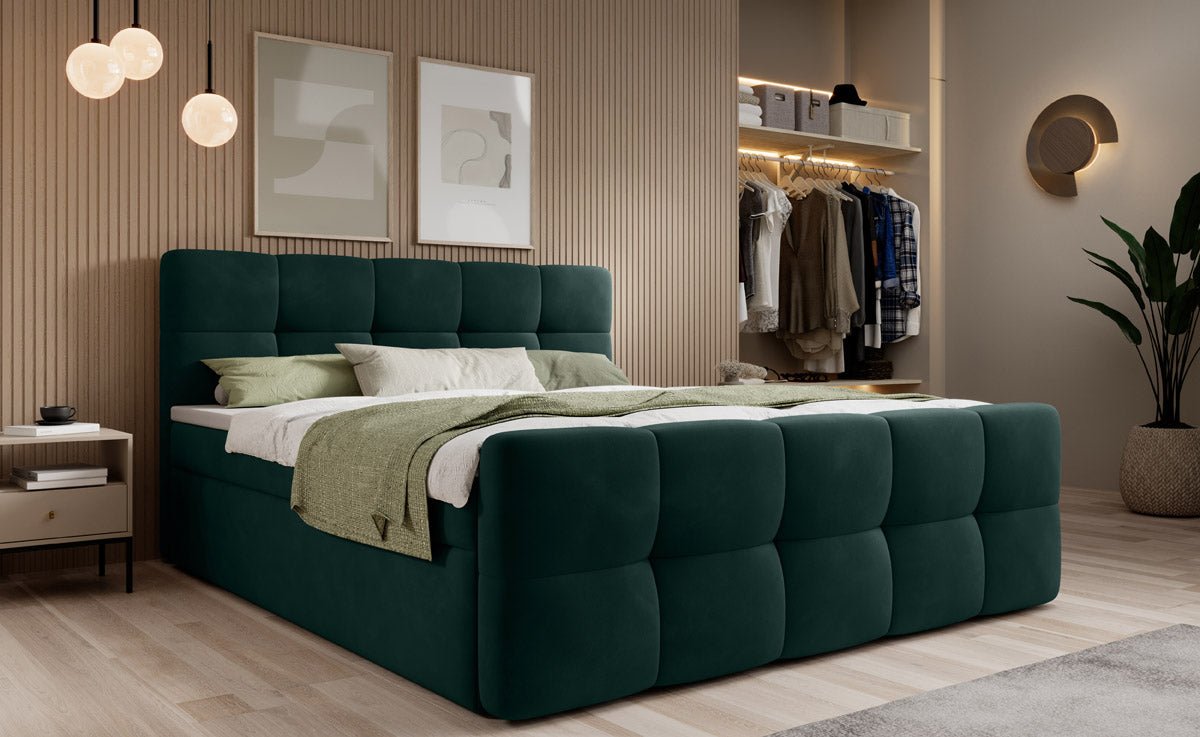 Boxspringbett Cozy Samt: Luxuriöser Komfort, Eleganz und Praktischer Stauraum
