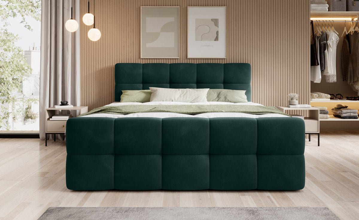 Boxspringbett Cozy Samt: Luxuriöser Komfort, Eleganz und Praktischer Stauraum