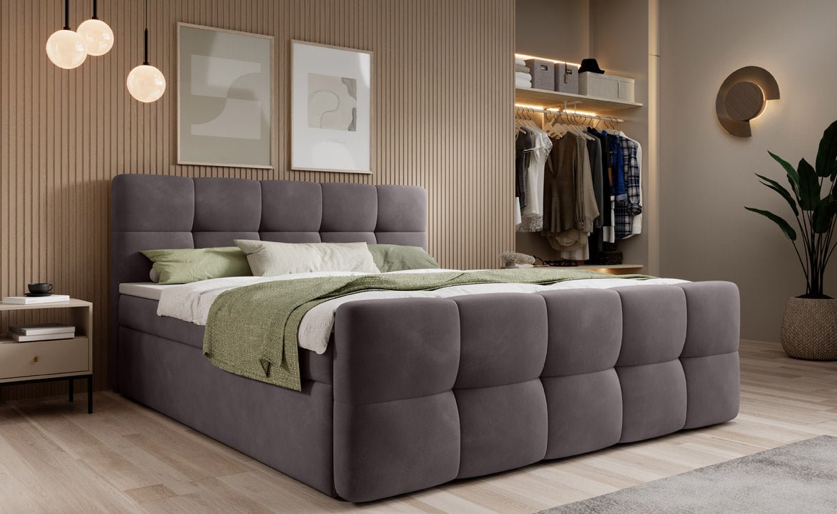 Boxspringbett Cozy Samt: Luxuriöser Komfort, Eleganz und Praktischer Stauraum