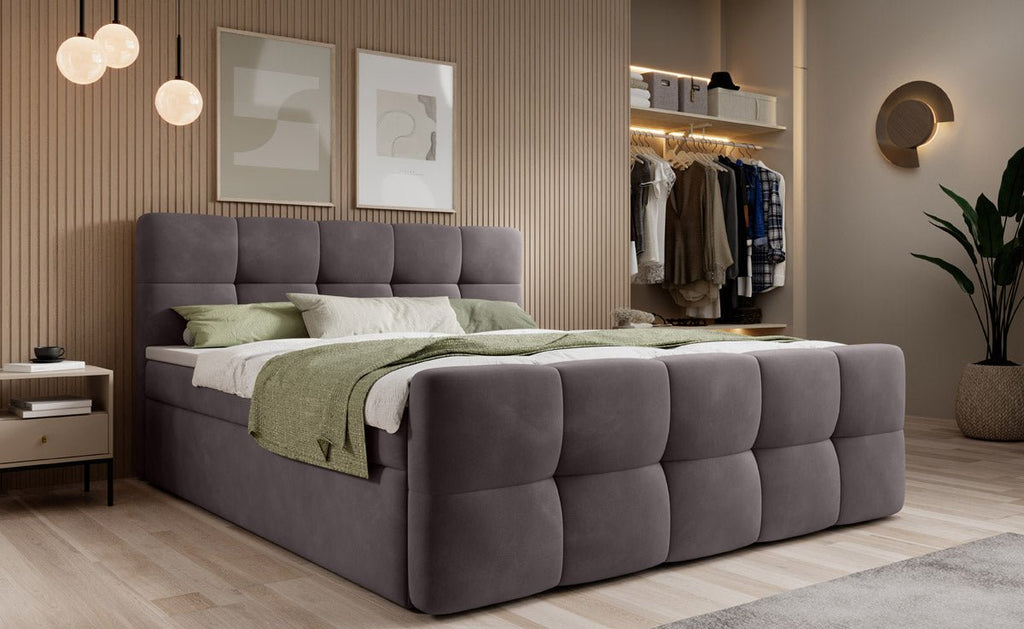 Boxspringbett Cozy Samt: Luxuriöser Komfort, Eleganz und Praktischer Stauraum