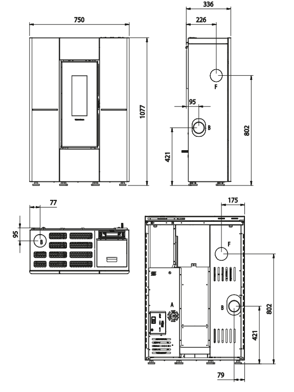 Marilena Plus AD Crystal Pelletofen: Effiziente Raumheizung mit 8 kW Leistung, schlankes Design
