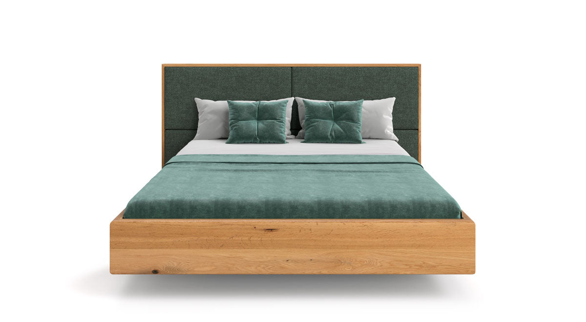 Elegantes Massivholz-Bett Valent: Schwebendes Design, Eiche, Luxus für Ihr Schlafzimmer