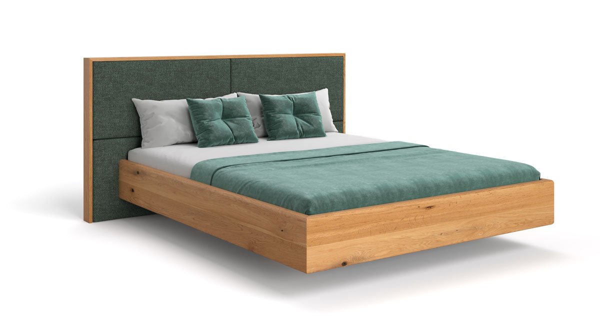 Elegantes Massivholz-Bett Valent: Schwebendes Design, Eiche, Luxus für Ihr Schlafzimmer