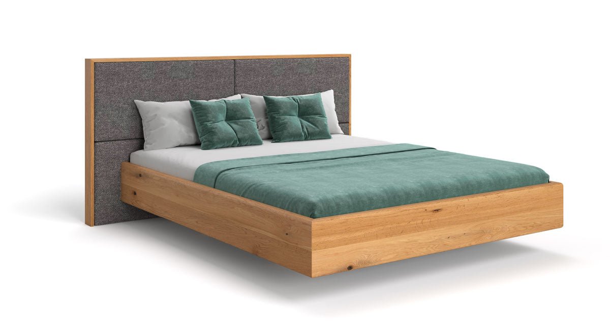 Elegantes Massivholz-Bett Valent: Schwebendes Design, Eiche, Luxus für Ihr Schlafzimmer