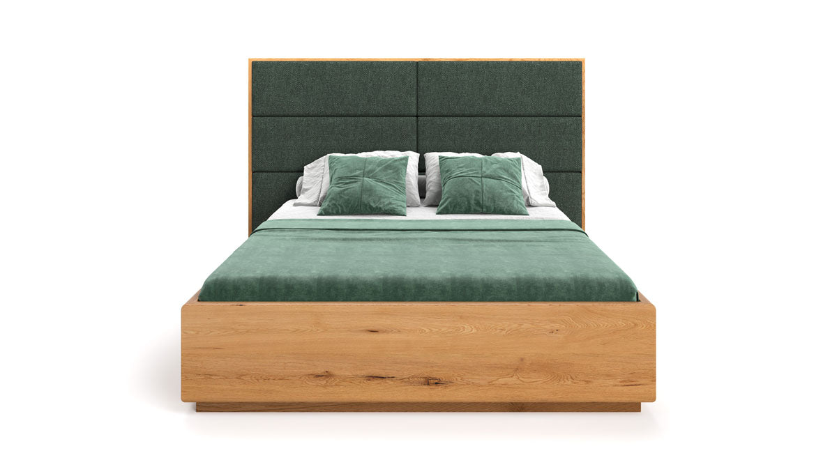 Massives Eichenholzbett Valent: Eleganter Stauraum, Modernes Design, Perfekter Schlafkomfort