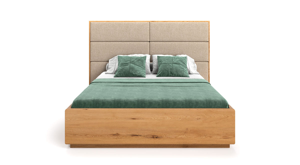Massives Eichenholzbett Valent: Eleganter Stauraum, Modernes Design, Perfekter Schlafkomfort