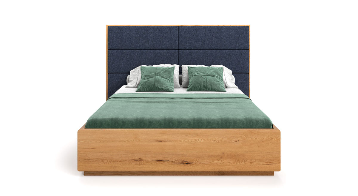 Massives Eichenholzbett Valent: Eleganter Stauraum, Modernes Design, Perfekter Schlafkomfort