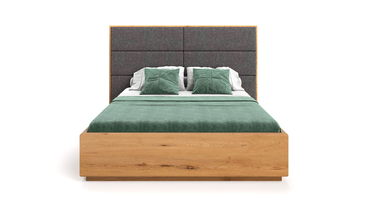 Massives Eichenholzbett Valent: Eleganter Stauraum, Modernes Design, Perfekter Schlafkomfort