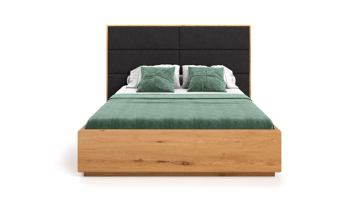 Massives Eichenholzbett Valent: Eleganter Stauraum, Modernes Design, Perfekter Schlafkomfort