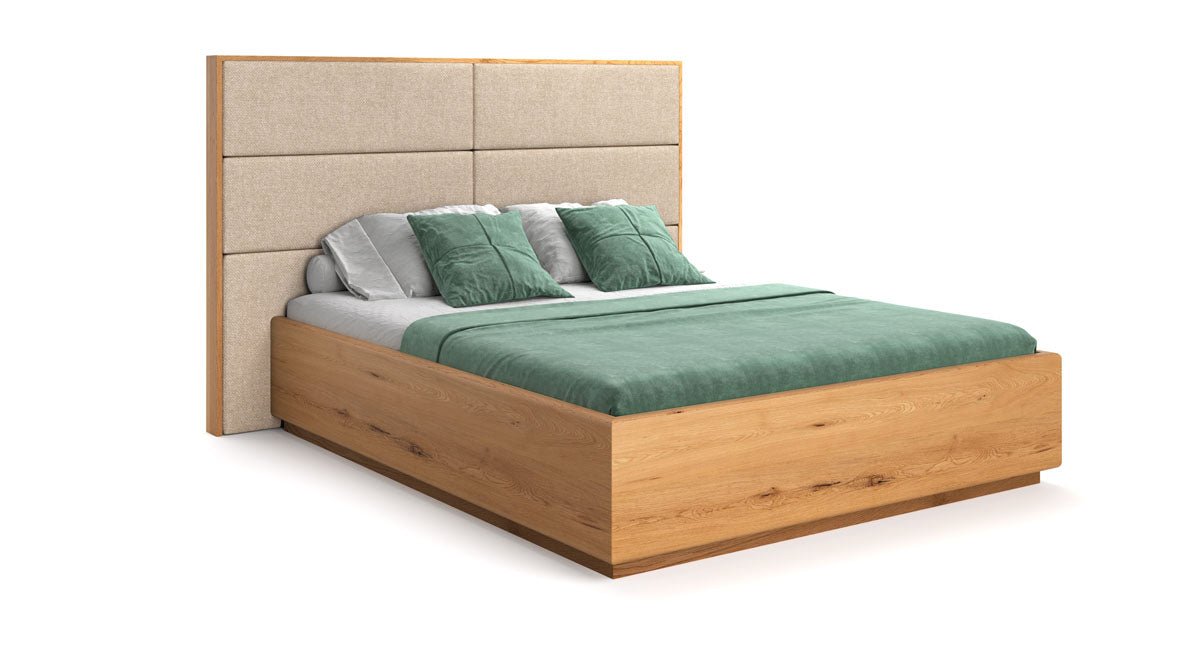 Massives Eichenholzbett Valent: Eleganter Stauraum, Modernes Design, Perfekter Schlafkomfort