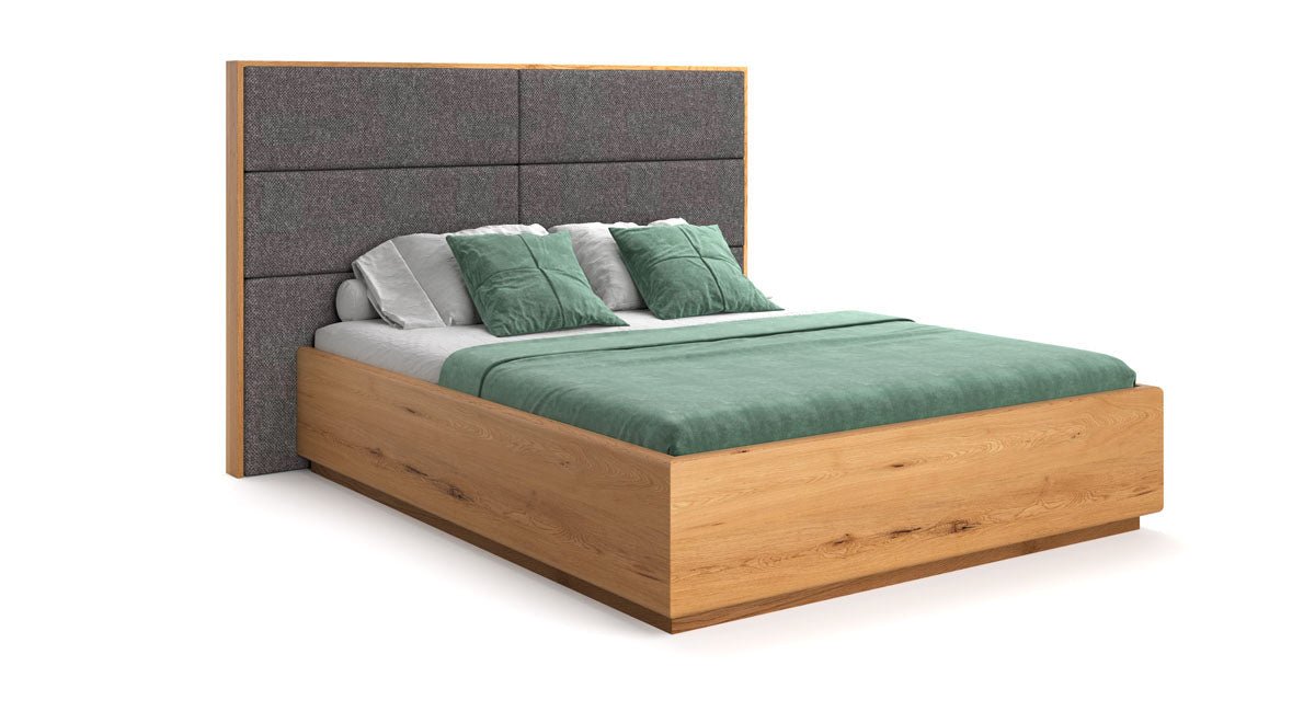 Massives Eichenholzbett Valent: Eleganter Stauraum, Modernes Design, Perfekter Schlafkomfort