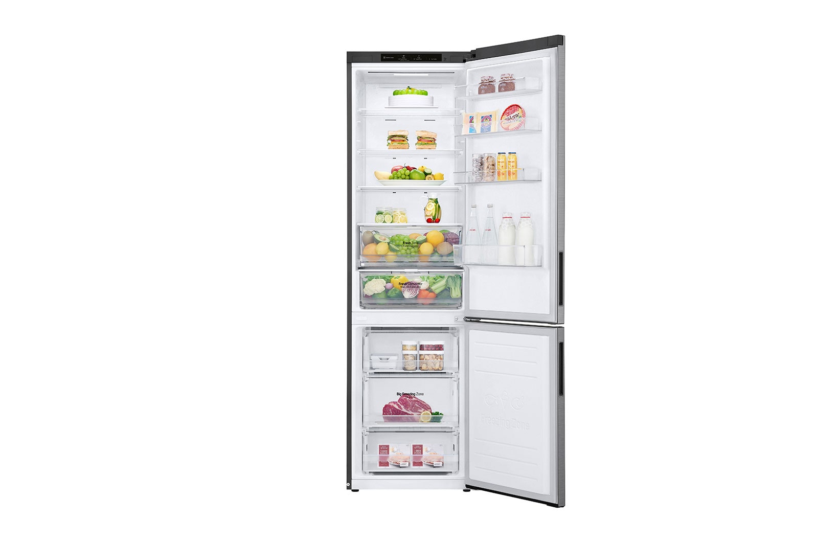 LG Kühl-Gefrierkombination 384L, Inverter Linear Kompressor, A-Klasse, Platinum Silber