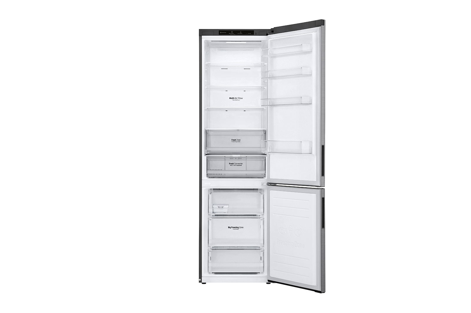 LG Kühl-Gefrierkombination 384L, Inverter Linear Kompressor, A-Klasse, Platinum Silber