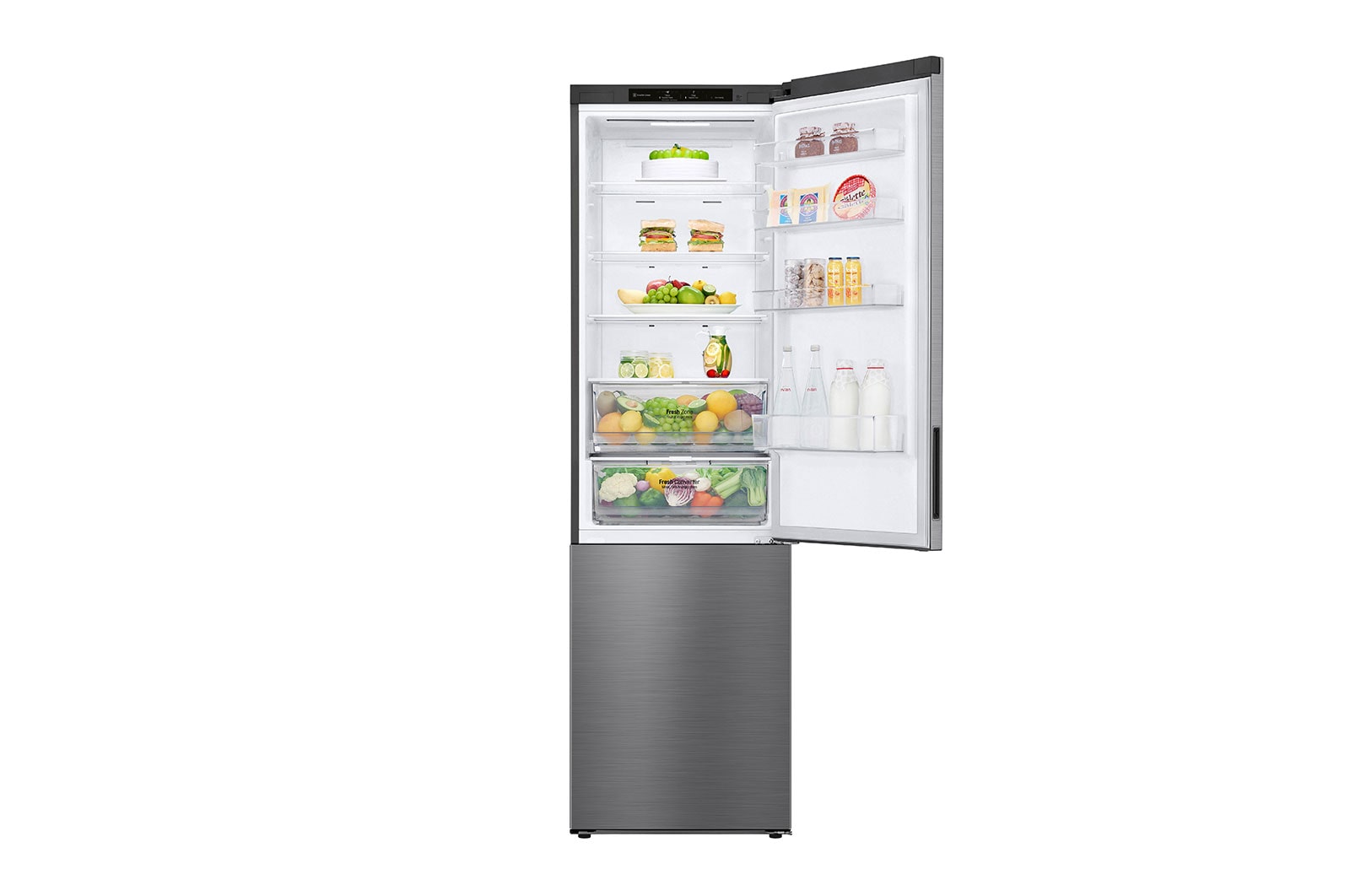 LG Kühl-Gefrierkombination 384L, Inverter Linear Kompressor, A-Klasse, Platinum Silber