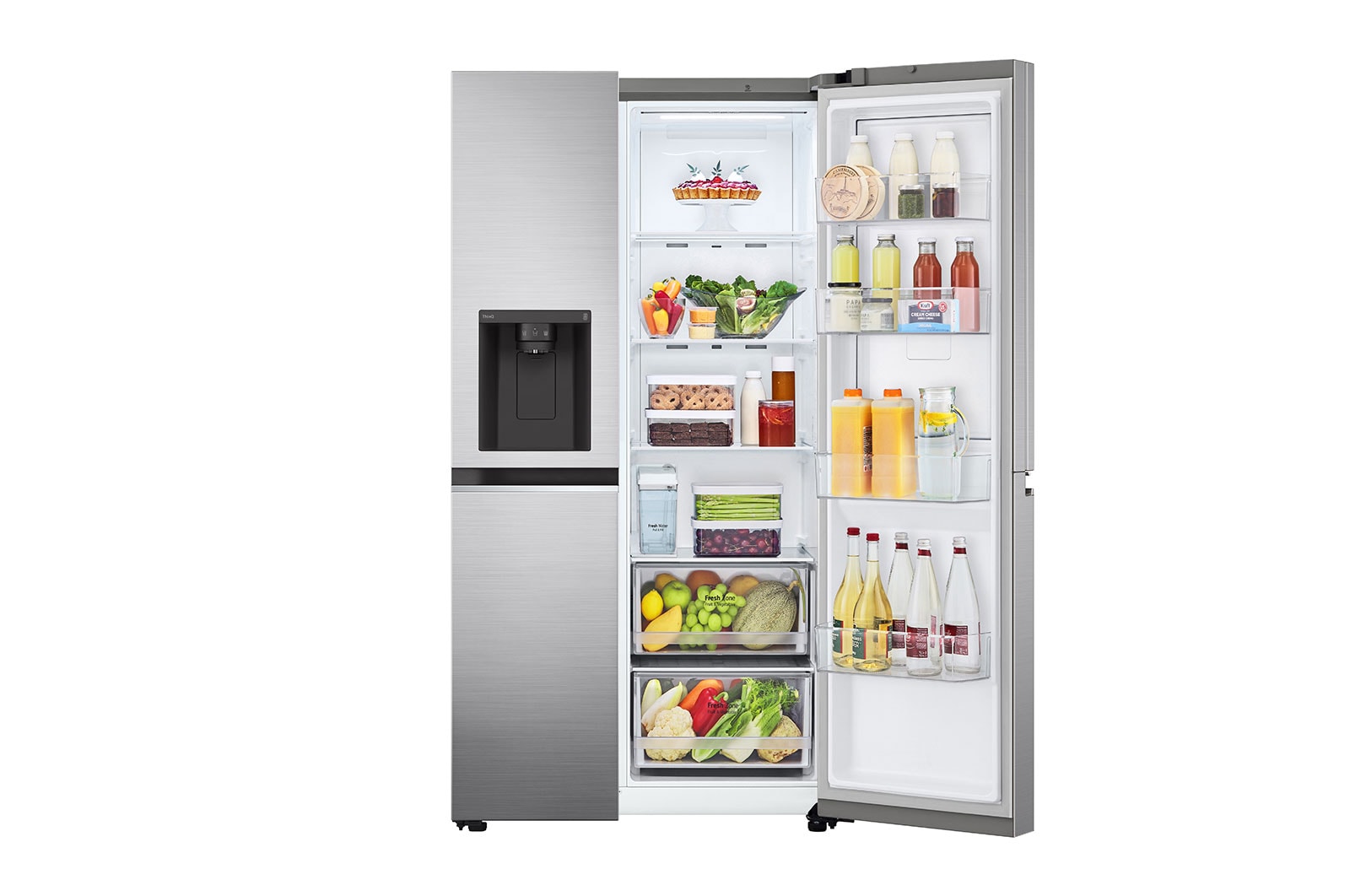 LG Side-by-Side Kühlschrank, Silber, Door-in-Door, 635L, Eis- & Wasserspender