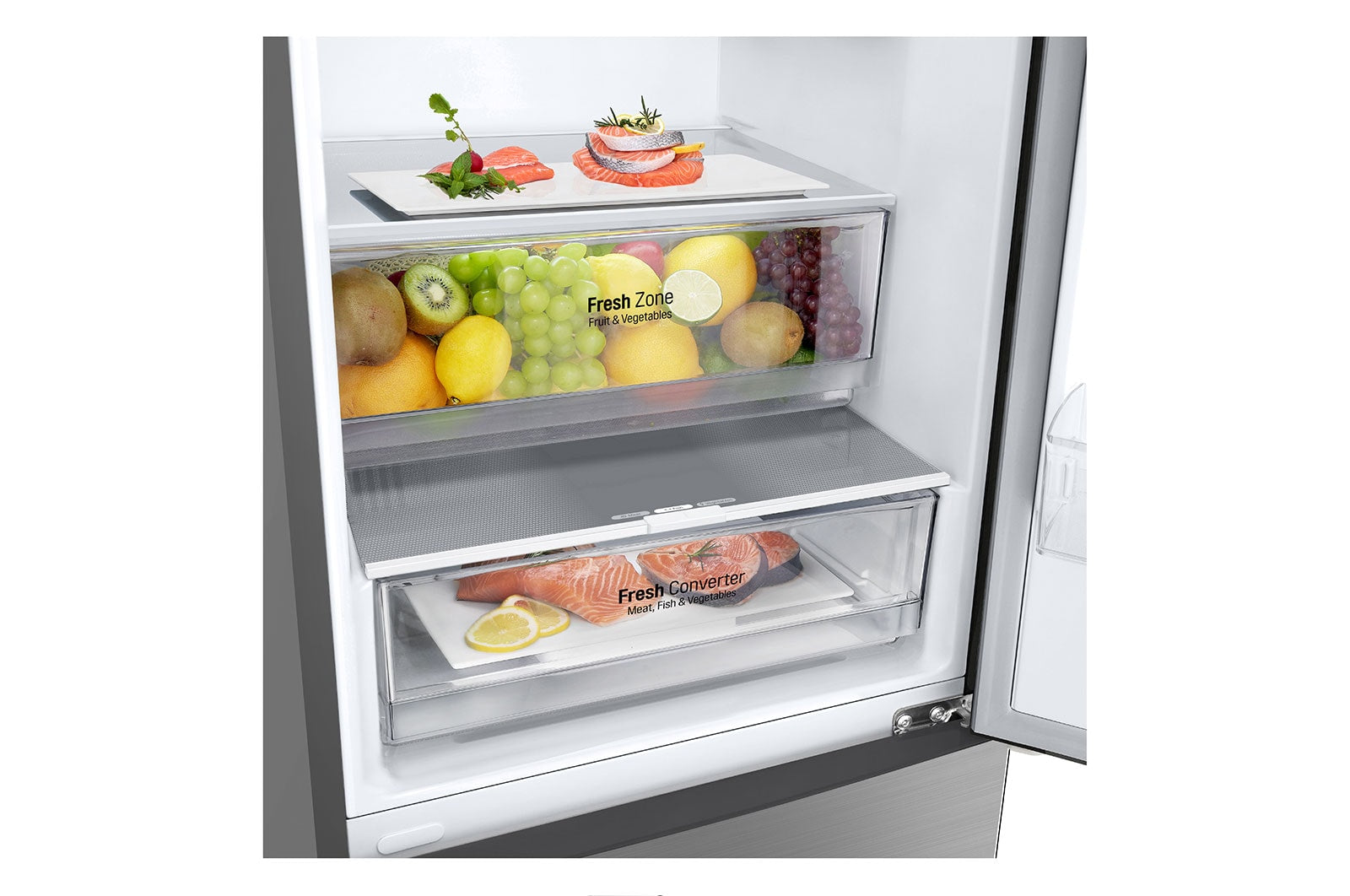 LG Kühl-Gefrierkombination 384L, Inverter Linear Kompressor, A-Klasse, Platinum Silber