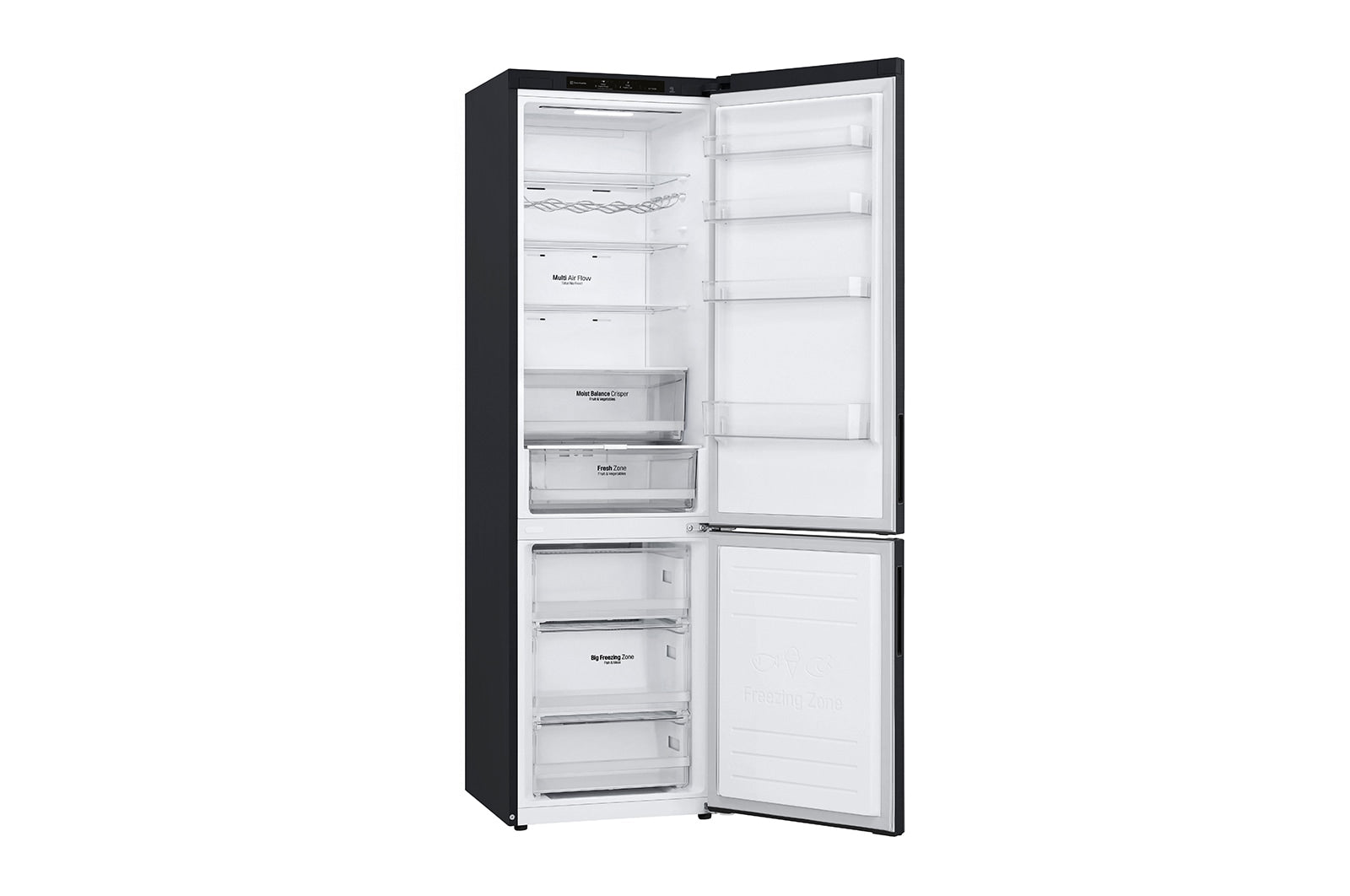 LG Kühl-Gefrierkombination 384L Smart Inverter Kompressor Matte Black EEK C