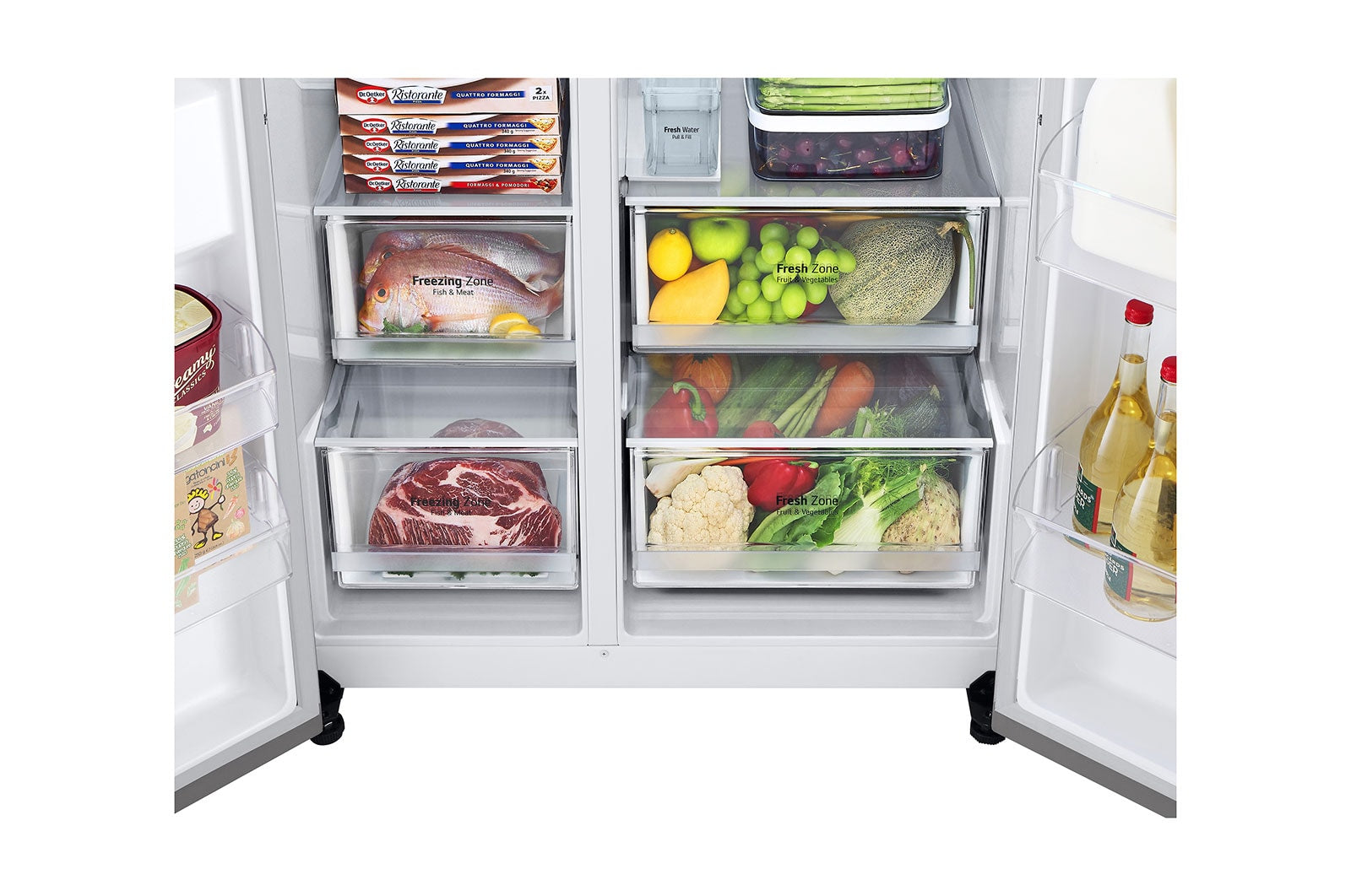 LG Side-by-Side Kühlschrank, Silber, Door-in-Door, 635L, Eis- & Wasserspender