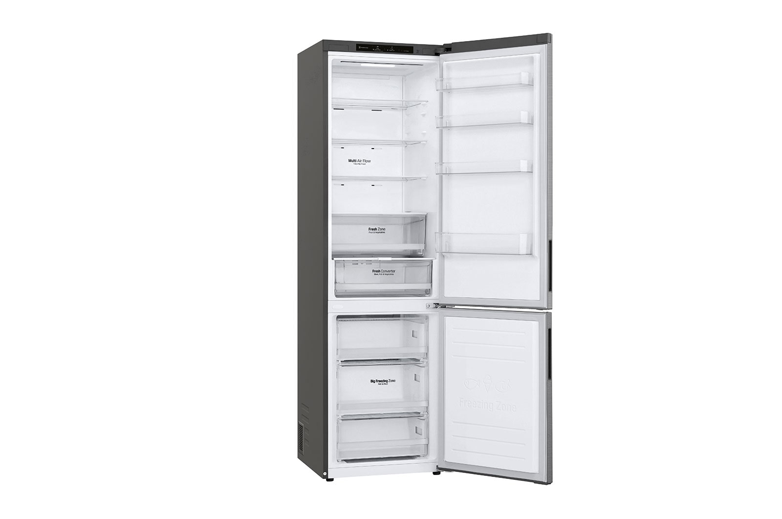 LG Kühl-Gefrierkombination 384L, Inverter Linear Kompressor, A-Klasse, Platinum Silber