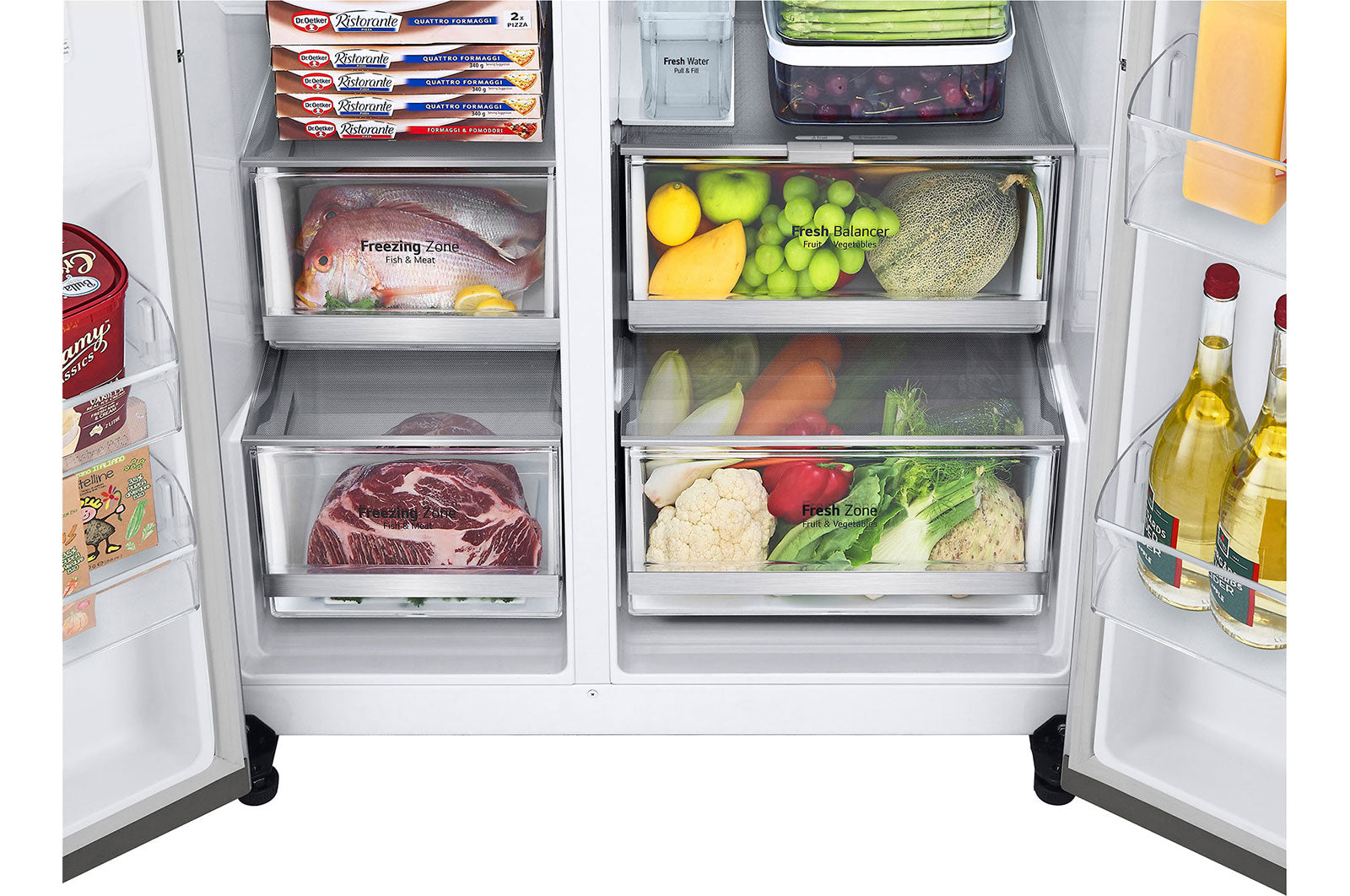 LG Side-by-Side Kühlschrank InstaView 635L, Eis, Crushed Ice, Wasserspender, Smart Inverter